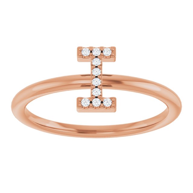 14K Rose .04 CTW Natural Diamond Initial I Ring