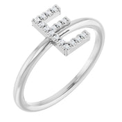 Sterling Silver .06 CTW Natural Diamond Initial E Ring