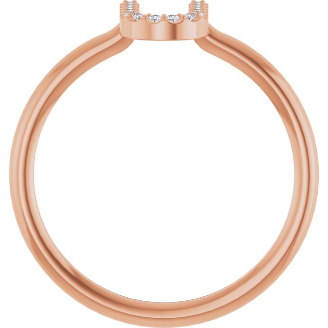 14K Rose .05 CTW Natural Diamond Initial U Ring
