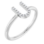 14K White .05 CTW Natural Diamond Initial U Ring
