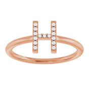 14K Rose .05 CTW Natural Diamond Initial H Ring