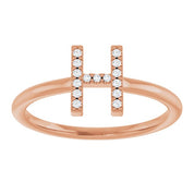 14K Rose .05 CTW Natural Diamond Initial H Ring