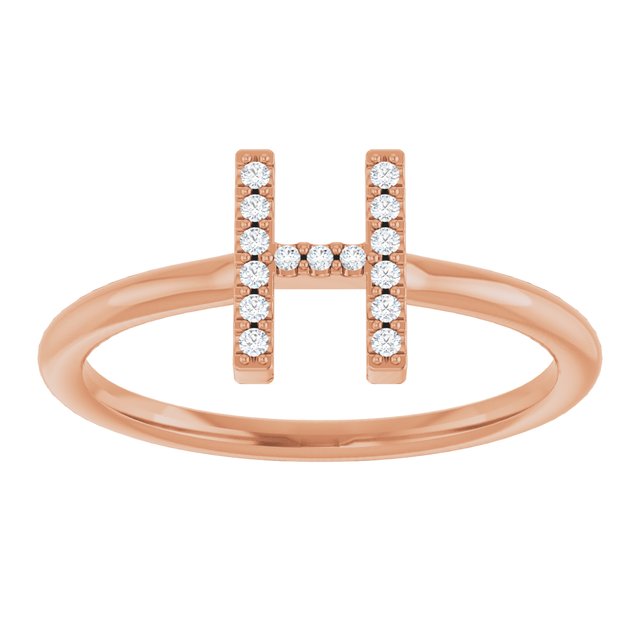 14K Rose .05 CTW Natural Diamond Initial H Ring