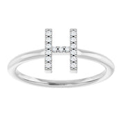 14K White .05 CTW Natural Diamond Initial H Ring