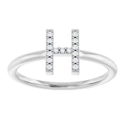 Platinum .05 CTW Natural Diamond Initial H Ring