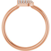 14K Rose .08 CTW Natural Diamond Initial B Ring