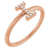 14K Rose .04 CTW Natural Diamond Initial I Ring