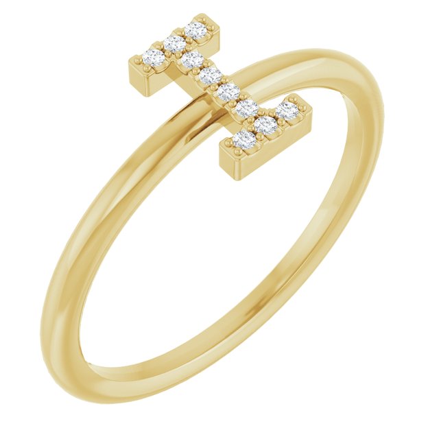14K Yellow .04 CTW Natural Diamond Initial I Ring