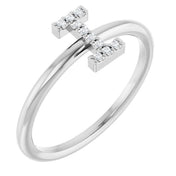 14K White .04 CTW Natural Diamond Initial I Ring