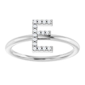 Sterling Silver .06 CTW Natural Diamond Initial E Ring