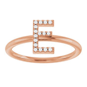 14K Rose .06 CTW Natural Diamond Initial E Ring