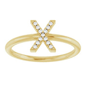 14K Yellow .05 CTW Natural Diamond Initial X Ring