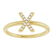 14K Yellow .05 CTW Natural Diamond Initial X Ring