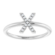 14K White .05 CTW Natural Diamond Initial X Ring