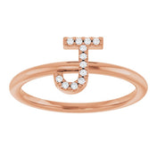 14K Rose .05 CTW Natural Diamond Initial J Ring