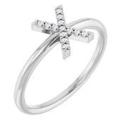 14K White .05 CTW Natural Diamond Initial X Ring