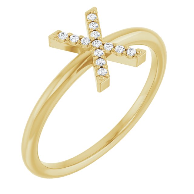 14K Yellow .05 CTW Natural Diamond Initial X Ring
