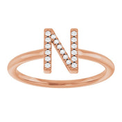 14K Rose .06 CTW Natural Diamond Initial N Ring