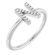 14K White .06 CTW Natural Diamond Initial N Ring