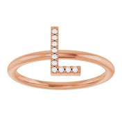 14K Rose .04 CTW Natural Diamond Initial L Ring