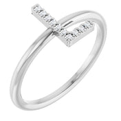 Sterling Silver .04 CTW Natural Diamond Initial L Ring