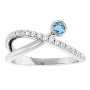 Sterling Silver Natural Aquamarine & 1/5 CTW Natural Diamond Ring