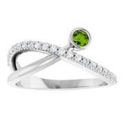 14K White Natural Peridot & 1/5 CTW Natural Diamond Ring