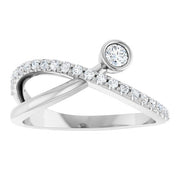 Sterling Silver Natural White Sapphire & 1/5 CTW Natural Diamond Ring