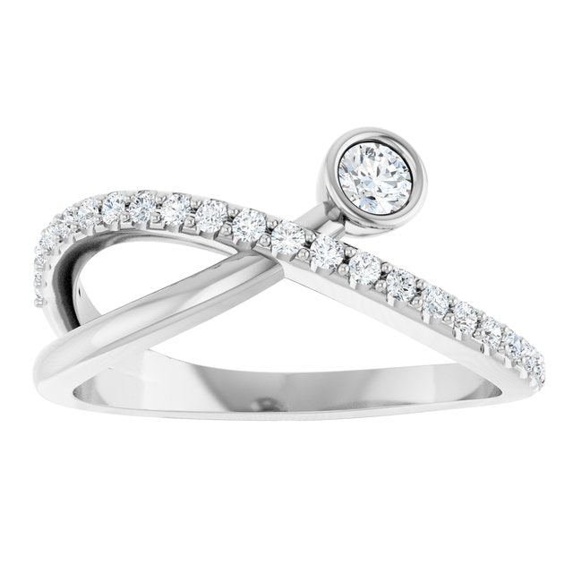 Sterling Silver Natural White Sapphire & 1/5 CTW Natural Diamond Ring