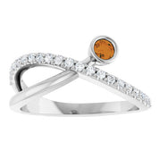 14K White Natural Citrine & 1/5 CTW Natural Diamond Ring