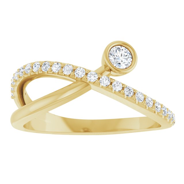 14K Yellow Natural White Sapphire & 1/5 CTW Natural Diamond Ring