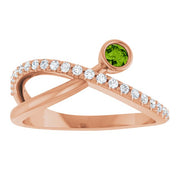 14K Rose Natural Peridot & 1/5 CTW Natural Diamond Ring