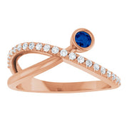 14K Rose Natural Blue Sapphire & 1/5 CTW Natural Diamond Ring