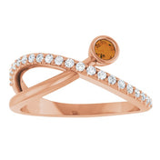 14K Rose Natural Citrine & 1/5 CTW Natural Diamond Ring