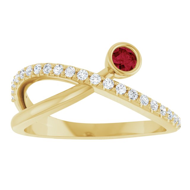 14K Yellow Natural Ruby & 1/5 CTW Natural Diamond Ring