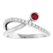 14K White Natural Ruby & 1/5 CTW Natural Diamond Ring