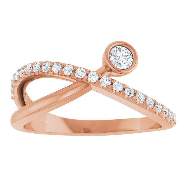 14K Rose Natural White Sapphire & 1/5 CTW Natural Diamond Ring
