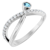 Sterling Silver Natural Aquamarine & 1/5 CTW Natural Diamond Ring