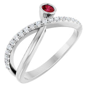 14K White Natural Ruby & 1/5 CTW Natural Diamond Ring