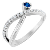Sterling Silver Natural Blue Sapphire & 1/5 CTW Natural Diamond Ring