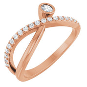 14K Rose Natural White Sapphire & 1/5 CTW Natural Diamond Ring