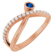14K Rose Natural Blue Sapphire & 1/5 CTW Natural Diamond Ring
