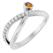 14K White Natural Citrine & 1/5 CTW Natural Diamond Ring