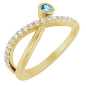 14K Yellow Natural Aquamarine & 1/5 CTW Natural Diamond Ring