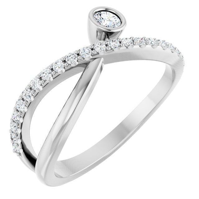 Sterling Silver Natural White Sapphire & 1/5 CTW Natural Diamond Ring