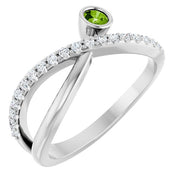 14K White Natural Peridot & 1/5 CTW Natural Diamond Ring