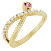 14K Yellow Natural Pink Tourmaline & 1/5 CTW Natural Diamond Ring