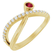 14K Yellow Natural Ruby & 1/5 CTW Natural Diamond Ring