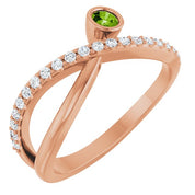 14K Rose Natural Peridot & 1/5 CTW Natural Diamond Ring