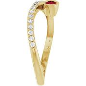 14K Yellow Natural Ruby & 1/5 CTW Natural Diamond Ring